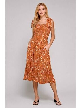 Sweet lemon,Sunfable Tie Shoulder Strap Maxi Dress